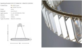 Lustra LED CCT suspendata cu telecomanda SPARKING crom