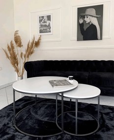 Set de două mese de cafea, alb/negru, IKLIN