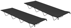 vidaXL Paturi camping 2 buc. negru, 180x60x19 cm țesătură oxford&amp;oțel