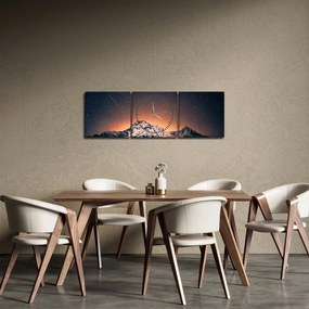 Tablou cu cerul nocturn și munți (cu ceas) (90x30 cm)