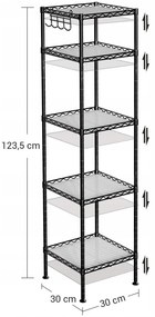 Raft modular LOGAR cu constructie neagra, 5 polite