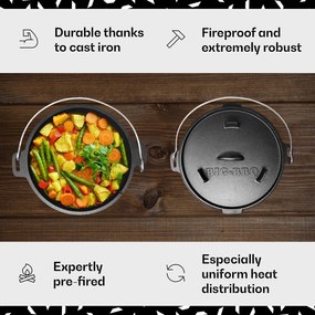 Guernsey, oală premium din fontă,  6.0 oală barbecue, fontă, dimensiunea M/6 qt/7,3 l