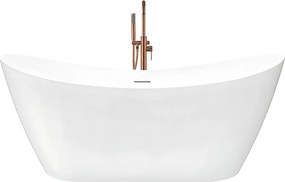 Cada freestanding cu ventil negru Rea Ferrano Slim 160 cm alb