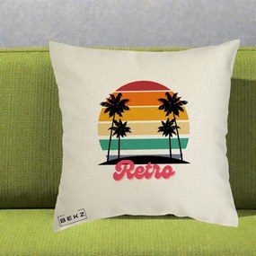Perna Decorativa Retro Sunset Palmieri, 40x40 cm, Ecru, Husa Detasabila, Perna Inclusa, BEKZ®