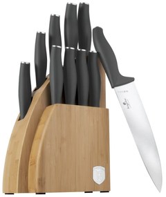 RESIGILAT - Set cutite 10 piese Antracite Berlinger Haus BH 2758, stativ lemn, gri