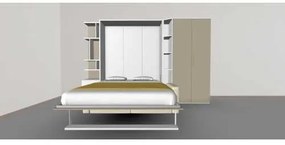 Set pat rabatabil dublu 160X200 cu somiera, canapea 2 locuri, biblioteca si dulap Acordeon(100) cm - ROYAL XL 160, ACORDEON WARDROBE,SMALL BOOKCASE&amp;SOFA SET(160X200)