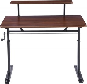 WX-007 – Birou Reglabil Manual cu Înălțime Ajustabilă 65–90 cm, Blat Monobloc din PAL de Înaltă Densitate 15 mm, Cadru Metalic din Oțel, Raft Superior Integrat, 120x60 cm, Walnut
