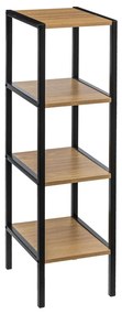 Etajera baie cu 4 rafturi 22x28x80 cm PAL Negru/Natur