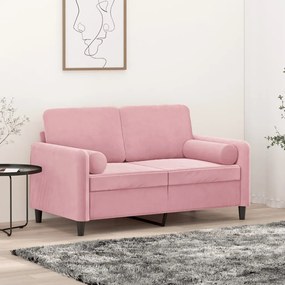 vidaXL Canapea cu 2 locuri cu pernuțe, roz, 120 cm, catifea