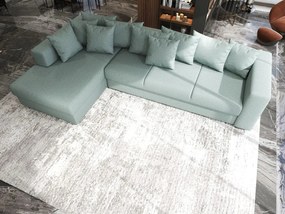 Colțar extensibil dumonde cu ladă de depozitare si sezut confortabil din spuma high-density, Gloria Enjoy Mint 320x183 cm