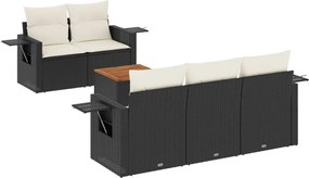 vidaXL Set mobilier de grădină cu perne, 6 piese, negru, poliratan