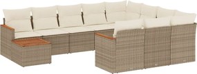 vidaXL Set canapele de grădină cu perne, 11 piese, bej, poliratan