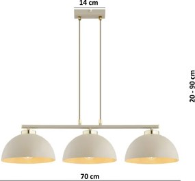 Brilagi - Lustră suspendată pe cablu MOON 3xE27/60W/230V bej/auriu