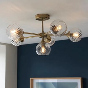 Lustră pe tijă Endon 103171 ALLEGRA 6xE14/7W/230V alamă/transparent
