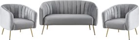Fotoliu de design, ţesătură Velvet gri/gold crom-auriu, BAGY