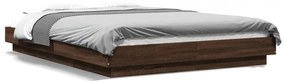 3281139 vidaXL Cadru de pat cu LED, stejar maro, 135x190 cm, lemn prelucrat