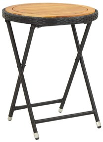 vidaXL Masă de ceai negru 60 cm poliratan lemn masiv acacia