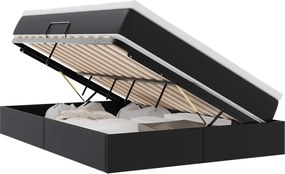 vidaXL Pat cu saltea și spațiu de depozitare Negru 140 x 190 cm