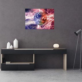 Tablou pe sticlă - Globul pământen în curenți (70x50 cm)