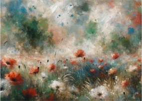 Tablou – Abstracție de câmp cu maci (70x50 cm)