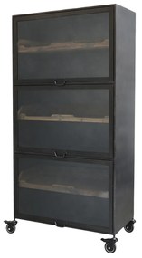 Vitrina din lemn masiv, cu 3 rafturi, aspect rustic