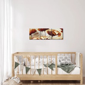 Tablou flori roșii (cu ceas) (90x30 cm)