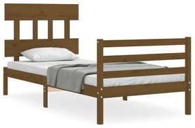 3195144 vidaXL Cadru de pat cu tăblie, maro miere, 90x200 cm, lemn masiv
