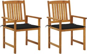 vidaXL Scaune de grădină cu perne, 2 buc., lemn masiv de acacia