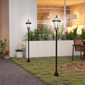 Outsunny Set 2 Lampi Solare de Gradina, Lumini de Exterior Solare cu 2 LED, Aprindere Automata si Durata 6 Ore, Negru | Aosom Romania