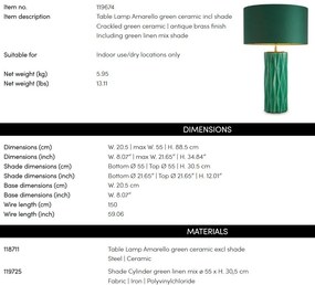 Veioza, Lampa de masa LUX, Ceramica, Verde, Amarello