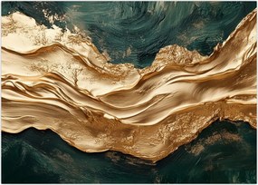 Tablou - Abstracție verde cu auriu II. (70x50 cm)