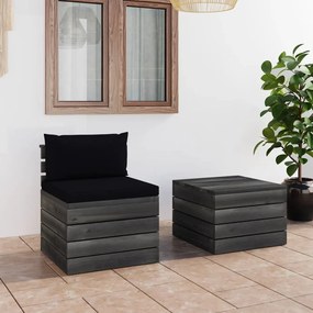 3061666 vidaXL Set mobilier grădină din paleți, 2 piese, cu perne, lemn de pin