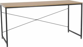 Masa birou MELLORA, stejar/negru, DTD laminat/metal, 150x60x72 cm