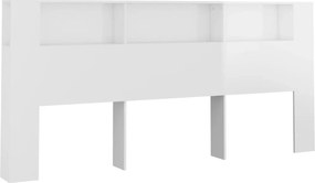 vidaXL Tăblie de pat cu dulap, alb extralucios, 220x18,5x104,5 cm