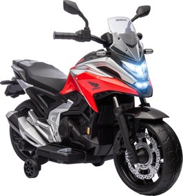 AIYAPLAY Motocicletă Electrică pentru Copii 3-6 ani, Motocilcetă cu Faruri, Muzică și Roți, Motocicletă de Jucărie din PP și Metal, 107x46x75 cm, Roșu
