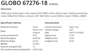 Plafoniera LED design modern Kendra negru, maro