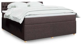 vidaXL Pat continental cu saltea maro închis 180x200cm material textil