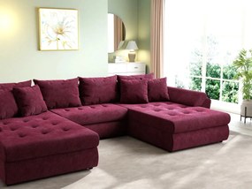 Colțar extensibil dumonde cu ladă de depozitare si sezut confortabil din spuma high-density, Loana U Zoom Red 355x185 cm