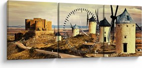 Tablou - Morile de vânt (cu ceas) (90x30 cm)