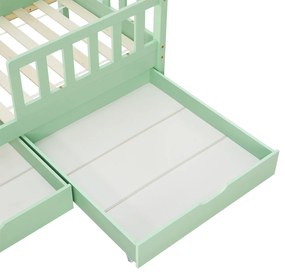 Patut Marli 90 x 200 cm cu 2 sertare si grilaj cu lamele - mentol