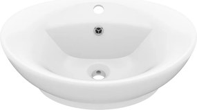 vidaXL Chiuvetă lux cu preaplin, alb mat, 58,5x39 cm ceramică, oval
