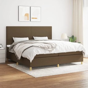 vidaXL Pat box spring cu saltea, maro închis, 200x200 cm, textil