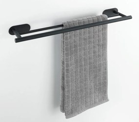Suport dublu de perete pentru prosoape din oțel inoxidabil Wenko Orea Rail Duo Turbo-Loc®, negru mat