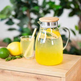 Carafă de sticlă cu capac 4Home BambooHot&Cool, 1,7 l