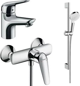 Set baterii Hansgrohe Novus 70 lavoar dus si set de dus Crometta crom