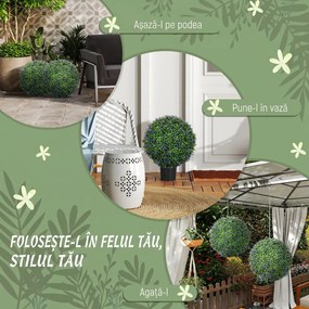 HOMCOM Set de 2 Plante Artificiale Sferice cu Flori de Lavandă, Ø42 cm, Violet | Aosom Romania