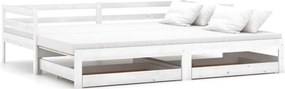 vidaXL Pat extensibil de zi, 2x(90x200) cm, alb, lemn masiv de pin