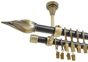 Galerie dubla twister prindere tavan 19 mm negru aur antic (Alege marime: 120 cm)
