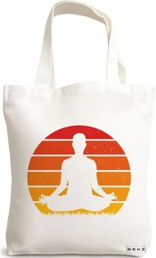 Sacosa de Panza pentru Cumparaturi, Geanta Tote Yoga 7, 38x34.5 cm, Alba, BEKZ®