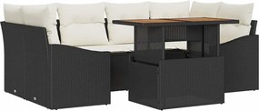 vidaXL Set de masă pentru grădină cu pernă 7 pcs Negru și Crem